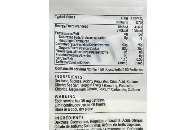 Tailwind Nutrition Endurance Fuel 50 Servings | Tropical Buzz Flavour | Caffeinated | Carbohydrate | Electrolytes | BEST BEFORE DATE 31/10/2024