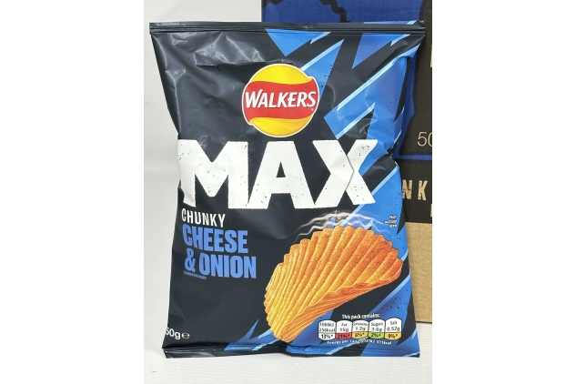 Walkers Max Chunky Cheese & Onion Crisps, 50g (Pack of 24) BEST BEFORE DATE 28/09/2024