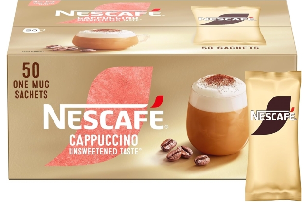 NESCAFÉ Cappuccino Unsweetened Taste Instant Coffee Sachets - 50 x 14.2g | BBE 30/11/2024