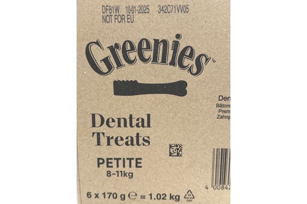 Greenies Dental Treats PETITE Small 8-11kg (6 Packs of 10) 60 Chews