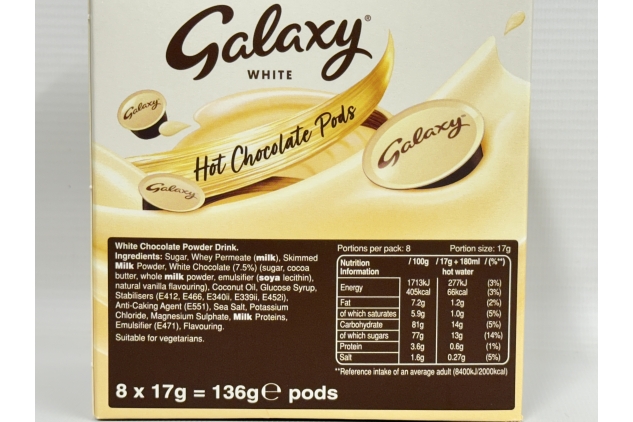 Galaxy WHITE CHOC Hot Chocolate Capsules | Compatible With Nescafe Dolce Gusto Machines | 5 X 8 Pods Per Box | 40 Pods Total