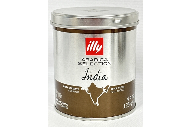 Illy Arabica Selection INDIA Caffe Macinato Ground Coffee 125g (Pack of 12) BBE 31/01/2025