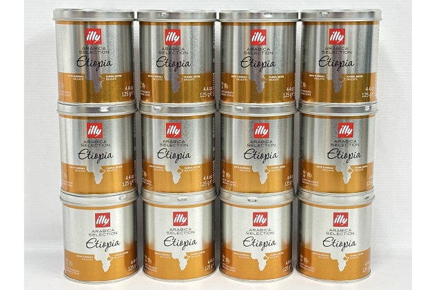 Illy Ground Coffee ETIOPIA Luxury Arabica Selection 125g (Pack Of 12) Caffe Macinato | Floral Notes