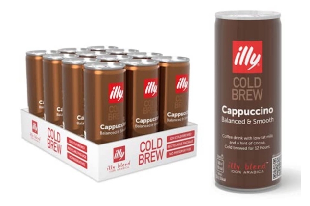 illy Cold Brew Coffee, Cappuccino, Ready to Drink Can, Iced Coffee, Pack of 12 x 250ml