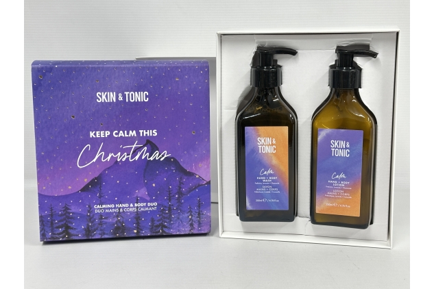 Skin & Tonic Gift Set | Keep Calm This Christmas Duo Box | Calming Hand Wash 200ml & Body Lotion 200ml