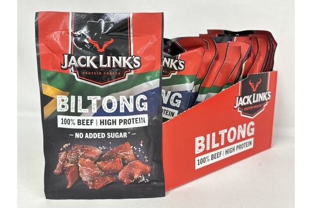 Jack Link's Beef Biltong | Original Flavour | High Protein Meat Snack | Box of 12 x 60g Pack