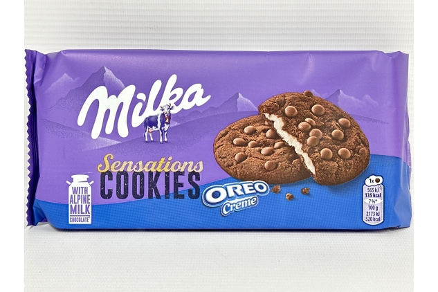 Milka Sensations | Chocolate Chip Cookies Stuffed Filled With Oreo Cream 156g