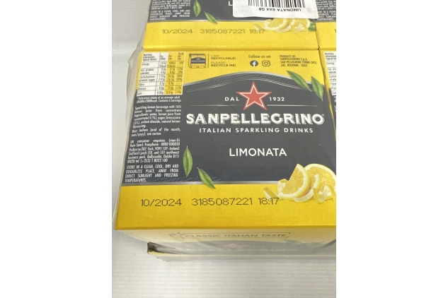 San Pellegrino Italian Sparkling Drinks Classic Taste Original Sparkling Lemon Canned Soft Drink 24 Pack (6 Pack x 4 x 330ml) Best Before Date 31/10/2024