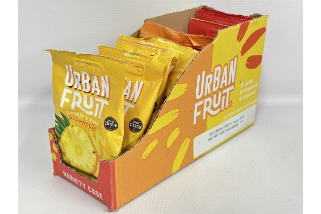 URBAN FRUIT Mango, Pineapple & Strawberry Variety Pack - Tropical Mixed Case - Gently Baked Fruit - Healthy - Vegan - 14 x 35 g