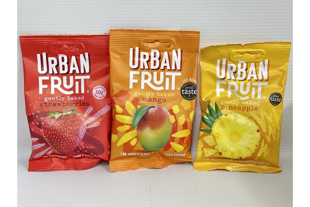 URBAN FRUIT Mango, Pineapple & Strawberry Variety Pack - Tropical Mixed Case - Gently Baked Fruit - Healthy - Vegan - 14 x 35 g