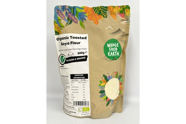 Organic Toasted Soya Flour 500g | BBE 27/12/2024