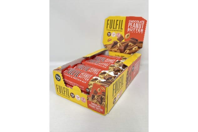 FULFIL Vitamin and Protein Bars (15 x 55 g Bars), Chocolate Peanut Butter Flavour, 20 g High Protein, 9 Vitamins, Low Sugar