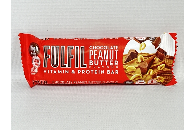 FULFIL Vitamin and Protein Bars (15 x 55 g Bars), Chocolate Peanut Butter Flavour, 20 g High Protein, 9 Vitamins, Low Sugar