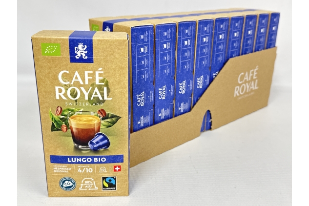 Cafe Royal Lungo Bio Fair and Organic Edition Nespresso Compatible Aluminium Coffee Pods | 100 Capsules | Best Before Date 30/06/2024