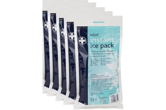 200g Relief Instant Ice Pack - Disposable Cold Therapy Ice Packs, Instant Pain Relief for Back, Neck, Ankle, Sprains, Abrasions, Headaches and Toothache (Pack of 5)