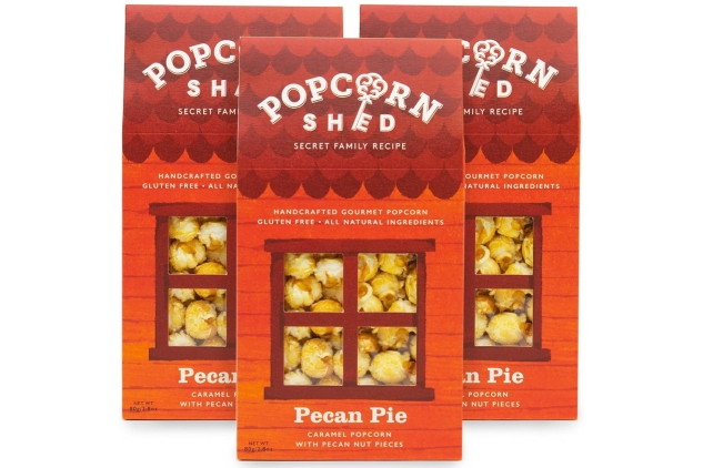 Popcorn Shed 3 x Pecan Pie Gourmet, Pecan Nut Caramel Popcorn 3 x 80g | Best Before Date 30/11/2024