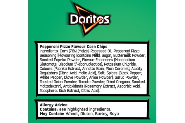 Doritos Loaded Pepperoni Pizza 180g (Case of 12) Best Before Date 12/10/2024