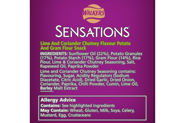 Sensations Lime & Coriander Chutney Poppadoms, Sharing Bag Crisps Snack 82.5g (Case of 9) Best Before Date 12/10/2024