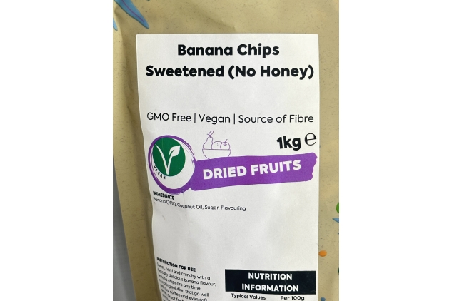 Banana Chips Sweetened No Honey Best Before 03/12/2024