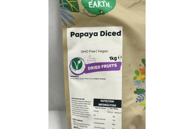 Papaya Diced 1KG GMO Free Vegan Best Before 30/11/2024