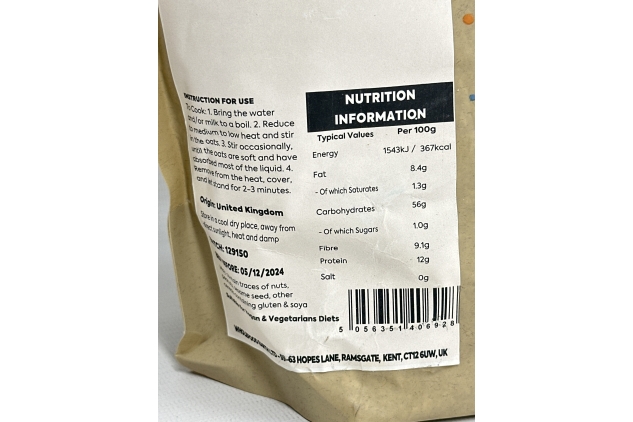 Oatmeal Medium Stabilised 2KG | Vegan, High Fibre | BBE 05/12/2024