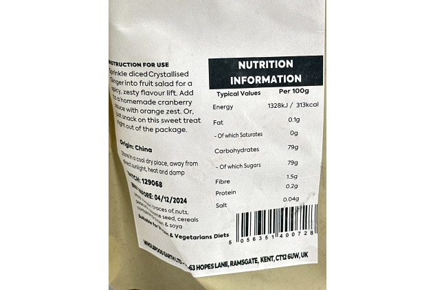 Crystallised Ginger 2KG | Best Before Date 04/12/2024