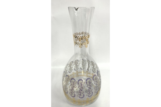 Anthropologie Rivka Carafe Sapphire Glass Patterned Carafe Jug 3