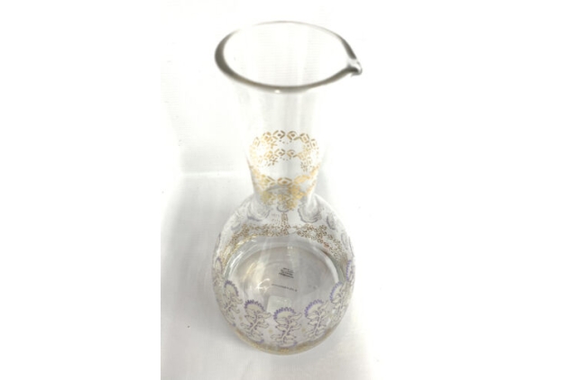 Anthropologie Rivka Carafe Sapphire Glass Patterned Carafe Jug 4