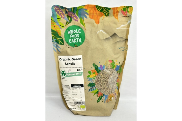 Organic Green Lentils 2kg GMO Free Vegan High Fibre