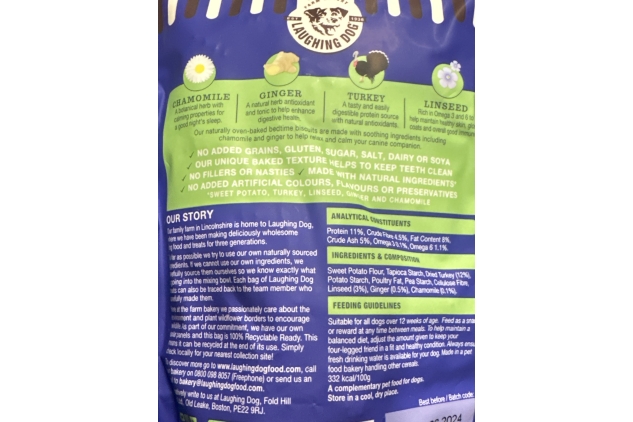 Laughing Dog - Sleep Tight - Naturally Grain Free Oven-Baked Dog Treats, Gluten Free With No Added Sugar - 125g | Best Before Date 01/06/2024