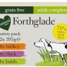 Forthglade Grain-Free Wet Dog Food Variety Pack - 12x395g Trays for Adult Dogs, Turkey, Lamb & Duck with Vegetables, Hypoallergenic & Sensitive Stomach Formula | BEST BEFORE DATE 31/10/2024