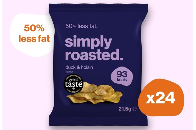 Simply Roasted - Duck & Hoisin Flavour Crisps | Box of 24 x 21.5g bags