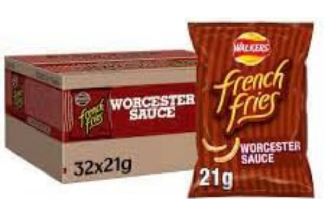 Walkers French Fries Crisps 32 x 21g Bags (Worcester / Worcestershire Sauce) Best Before Date 23/11/2024