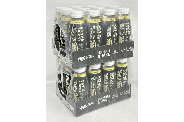 Optimum Nutrition High Protein Shake Bottles, Ready To Drink Healthy Snacks, No added sugars, low fat, Vanilla Flavour, 24 X 330ml