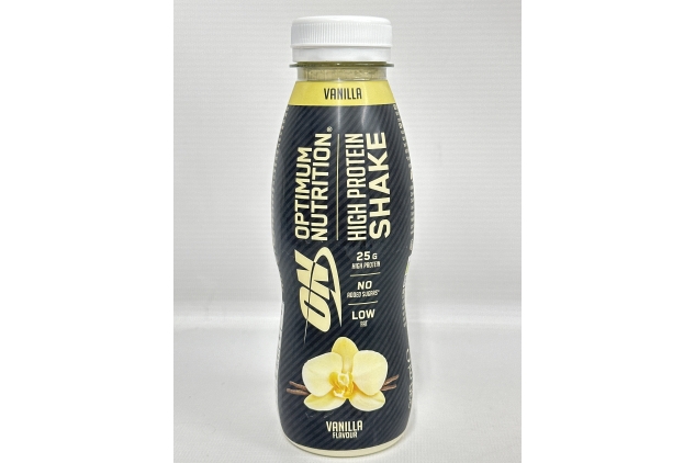 Optimum Nutrition High Protein Shake Bottles, Ready To Drink Healthy Snacks, No added sugars, low fat, Vanilla Flavour, 24 X 330ml