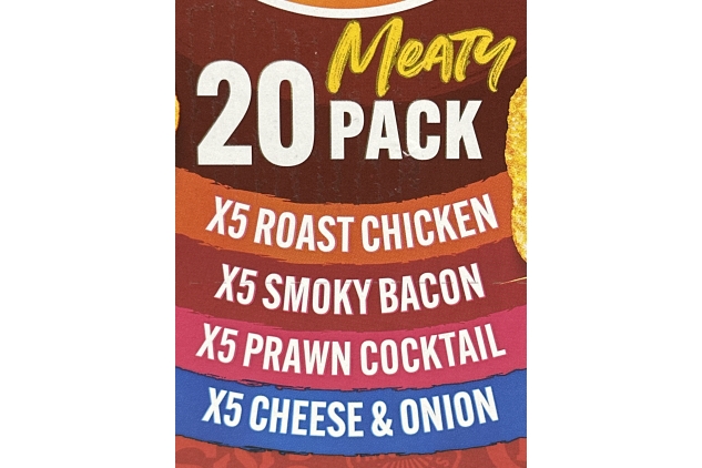 Walkers MEATY Variety Multipack Crisps Box 20 X 25g