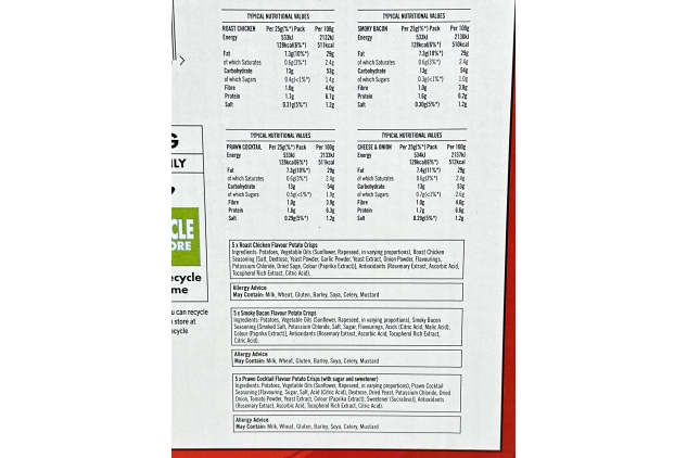 Walkers MEATY Variety Multipack Crisps Box 20 X 25g