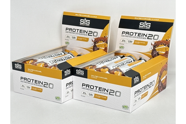 Science In Sport PROTEIN 20 | High Protein, Low Sugar, Chocolate-Coated Protein Snack | Salted Caramel Flavour | 24 X 64g Bars