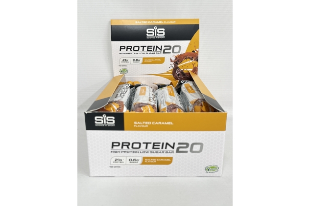 Science In Sport PROTEIN 20 | High Protein, Low Sugar, Chocolate-Coated Protein Snack | Salted Caramel Flavour | 24 X 64g Bars