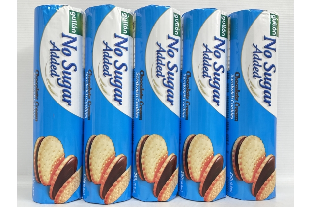 Gullon No Added Sugar Chocolate Cream Sandwich Cookies 250g | Pack Of 5 | BEST BEFORE DATE 31/10/2024