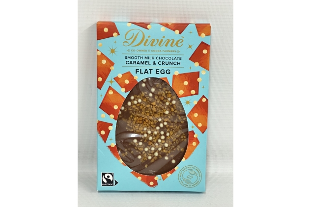 Divine 38% Milk Chocolate Salted Caramel Flat Egg 100g Best Before 30/11/2024