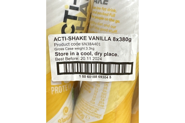 Acti-Shake Vanilla High Protein Dairy Drink 380g (Pack of 8) - 20g of Protein per bottle- Ready to Drink - Low Fat and No Added Sugars - 193 kcal - Multipack