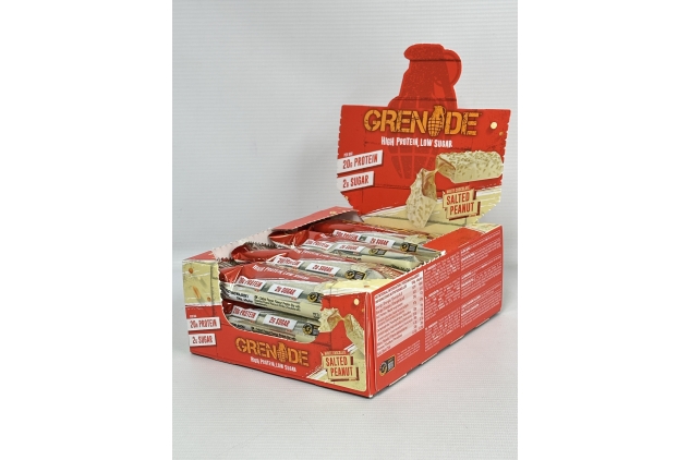 High Protein, Low Sugar WHITE CHOCOLATE SALTED CARAMEL Bar – 12 X 60g | Grenade Whey Protein Bars