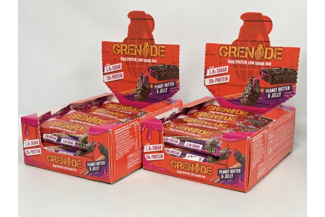 High Protein, Low Sugar PEANUT BUTTER & JELLY Bar – 24 X 60g | Grenade Whey Protein Bars