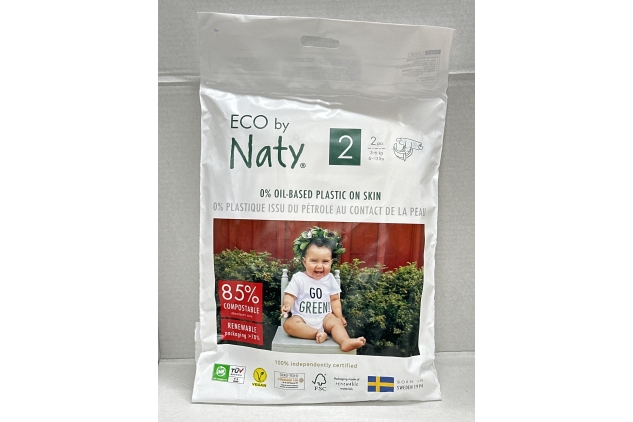 Eco By Naty Nappies | 2 Pack | Ideal For Travel, Day Trips | Size 2 (3-6kg, 6-13lbs)