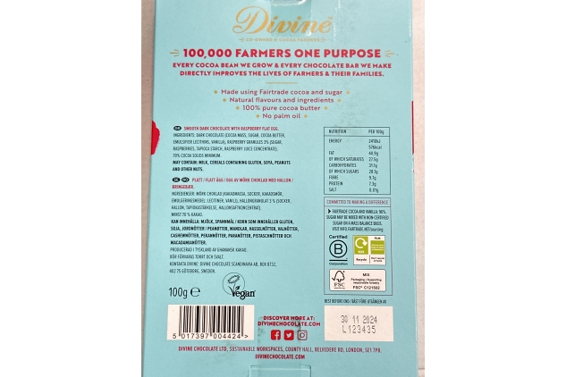 Divine Dark Chocolate with Raspberry Flat Egg 100g