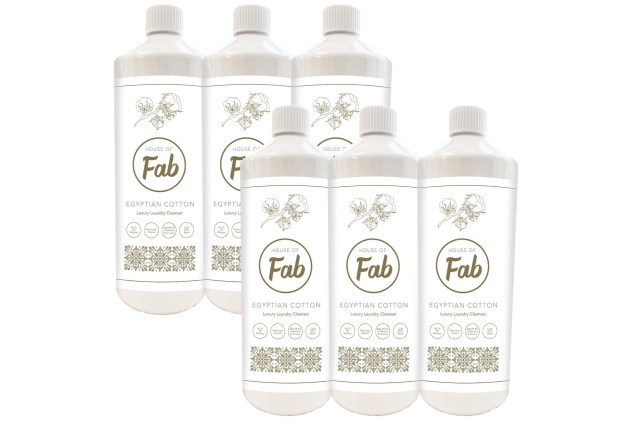 Fabulosa House of Fab Luxury Fragranced Antibacterial Laundry Cleanser and Fabric Softener, Premium Laundry Sanitiser and Freshener, 120 Washes, 1L, 6 Pack, Egyptian Cotton