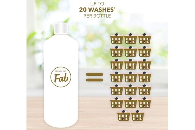 Fabulosa House of Fab Luxury Fragranced Antibacterial Laundry Cleanser and Fabric Softener, Premium Laundry Sanitiser and Freshener, 120 Washes, 1L, 6 Pack, Egyptian Cotton