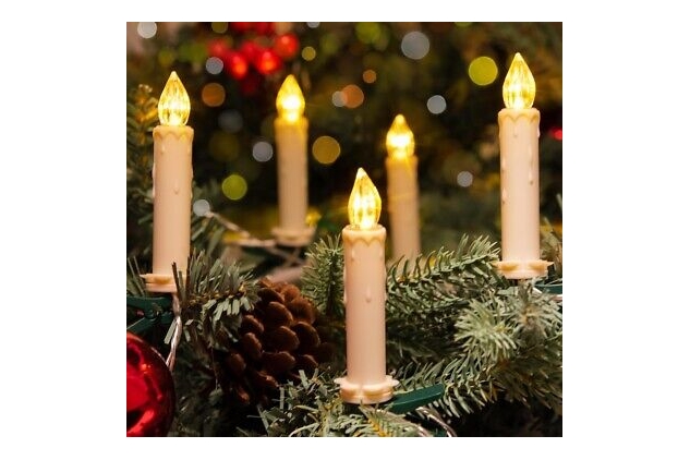 2 X 20 LED Candles w/ Timer Remote Battery 10m IP65 Waterproof Cable Warm White