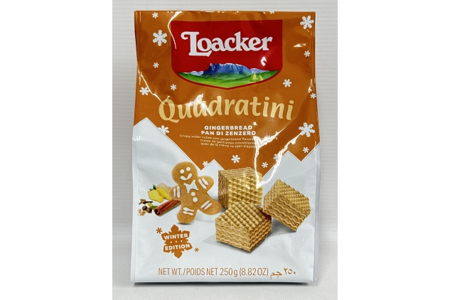 Loacker Gingerbread Crispy Wafer Cubes | Quadratini | Winter Edition | 250g Pouch